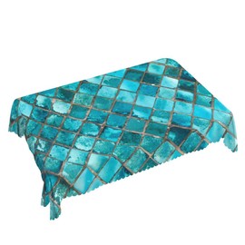 Walmsco Tablecloth Turquoise Blue Cubes Decor For Dining Room Kitchen Rectangular Table Cover 132 * 178cm