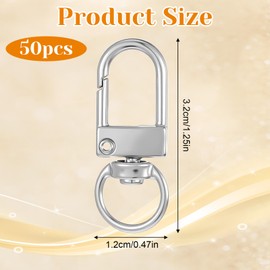 50PS Silver Lobster Claw Clasps,Swivel Clasp with Swivel Hook for DIY Crafts, Lobster Claw Clasps, Wallets, Backpack Charms and Jewelry Making