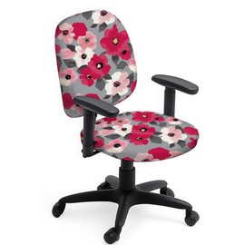 Hobbspring Polyester Office Chair Cover Set 2pcs Blooming Flowers Chair Covers Floral with Leaves Stretchable Chair Covers for Universal Desk Rotating Chair,Computer Chair Office Gifts