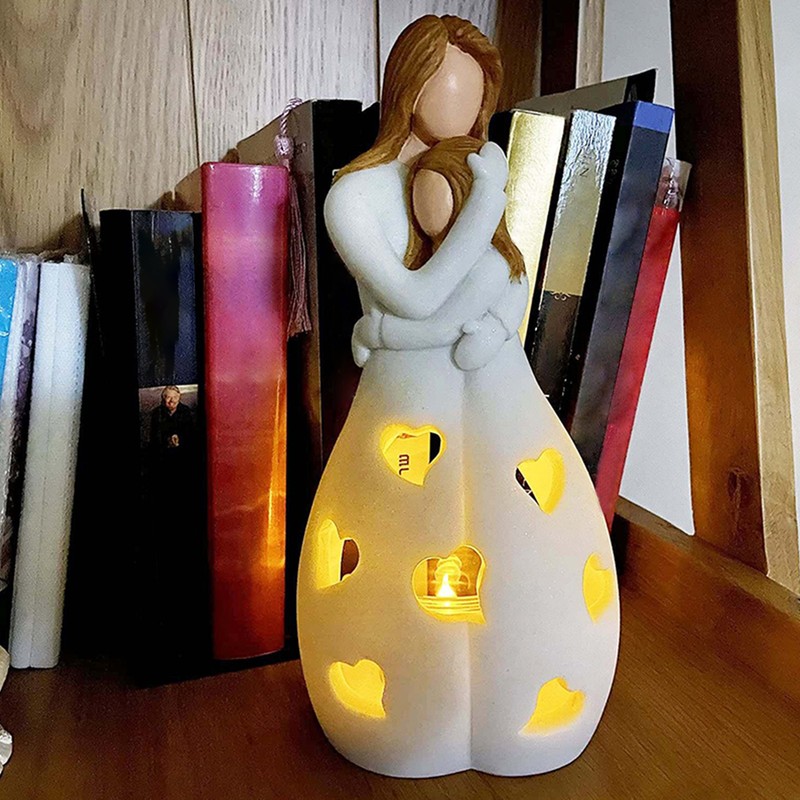 Mother's Day Gift Mother Daughter Hug Candle Holder Candle Light