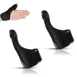 YanBous 2 Stück Einstellbare Daumenstütze Mit Handgelenkverstärkung - Stabile Metallschienen Zur Linderung Von Daumenarthrose, Sehnenscheidenentzündung & Verstauchungen, Ideal Für Sport & Alltag