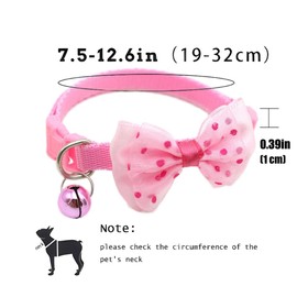 2 Pack Puppy Collar with Bell, Xs Dog Collar Girl with Bow Tie, Cute Cat Collars with Bell Adjustable for XXS Xs Small Tiny Females Dogs Pet Kitten Animal, Pink+Red