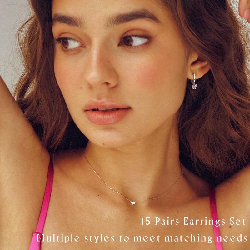 FEYIR 15 Pairs Screw Back Earrings Set for Women Hypoallergenic