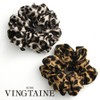 Vingtaine HS-123-BE Leopard Pattern Scrunchie, Leopard Pattern, Easy Hair Accessory,