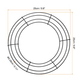 PATIKIL 10 Inch Christmas Wire Wreath Frame, Metal Round Shape Dream Catcher Rings Macrame Wreath Floral Hoop for Home Car DIY Craft Wedding Wall Hanging Decorations, Black