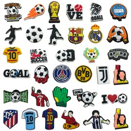 34PCS Soccer Charms for Shoes, Football Sports Decoration Adults Children, Cartoon Shoe Decoration Charms
