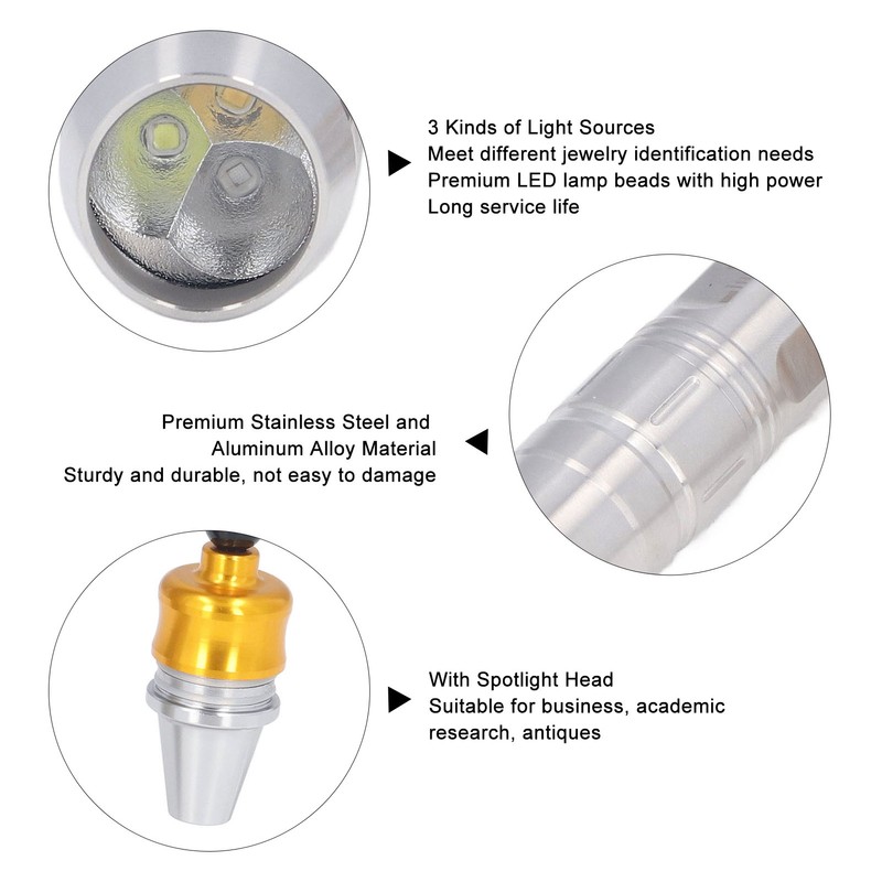Identification Flashlight 3LED 3 Color Modes High Brightness Pocket Jade