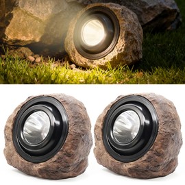 Vcdsoy Solar Powered Rock Lights Outdoor- 2 Pack Super Bright Solar Spot Garden with 2 Lighting Modes, IP65 Waterproof Outdoor Decorative for Garden,Backyard, Roads, Yard, Patio Landscape,Sidewalks