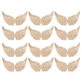 NUOBESTY 12PCS Angel Wings Fabric Wings Patches for DIY Crafts Hair Accessories (Golden)