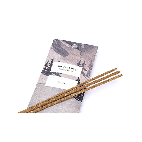 JUNIPER RIDGE All-Natural Aromatic Campfire Incense - Long-Lasting Bamboo Sticks - Aromatherapy & Meditation Therapy - No Synthetic Fragrance - Cedar - 20 Count