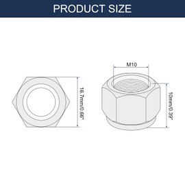 sourcing map 5Pcs M10 x 1.25 Nylon Insert Hex Lock Nuts, 304 Stainless Steel Self-Locking Nylon Insert Stop Nut for Industrial Construction Fasteners, Silver&Blue