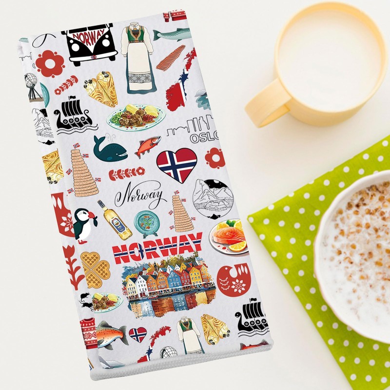 G2TUP Norway Kitchen Towels Norway Landmarks Gift Norwegian Kitchen Towels