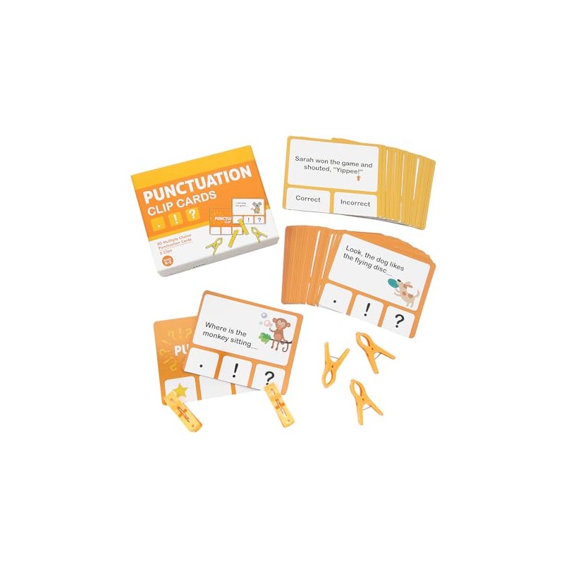 Fun Express Learn365 Punctuation Clip Cards - 56 Pieces