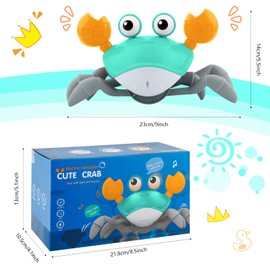 BTOOTB Juguete de Cangrejo de Arrastre, Cangrejo de Arrastre sensorial con música y Luces, Juguete Interactivo para Evitar obstáculos automáticos, Regalo Divertido para niños (Verde)