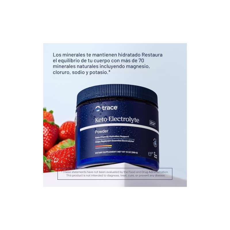 Trace Minerals, Electrolitos cetogénicos en polvo, Limonada de fresa, 369