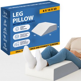 Greaton, Leg Wege Elevation Pillow for Blood Circulation | Relieved & Recovers Foot and Ankle Injuries | Pillows for Swelling | Multi-Purpose | Chic Jacquard Cover, 8”x16”x23”, White