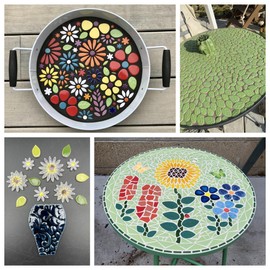 Glazed Ceramic Mosaic Tiles for Crafts, 1.1lb Leaf Petal Tiles for Mosaic Crafts, Assorted Porcelain Ceramic Tiles for Mosaic Making Kits Art Projects and Outdoor Decorations