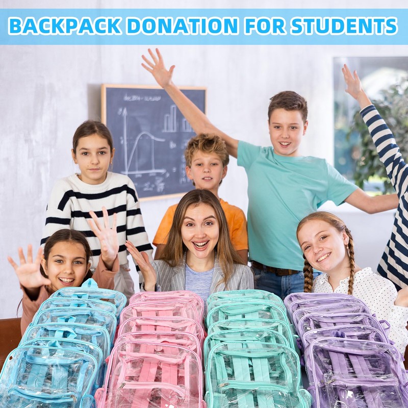 Amylove Clear Black Backpacks Bulk 15" PVC Transparent Backpack Large