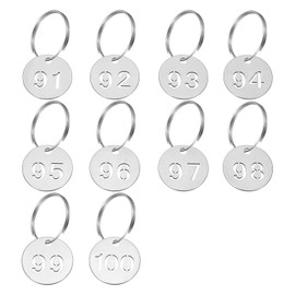 PATIKIL Number Key Tag, 23 mm Stainless Steel 91-100 Number ID Tags Keychain Hollowed Numbered Key Tags with Rings Identifiers Keys Label for Dormitory Keys House Lockers