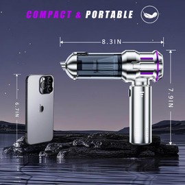 BIYQFCR Handheld Car Vacuum Cordless, Mini Vacuum Cleaner Rechargeable, 16000Pa Hand Held Vacuum Cleaner Portable, Small Vacuum with Multi-Nozzles, Dust Duster for Car Home Office Pet (Silver Purple)