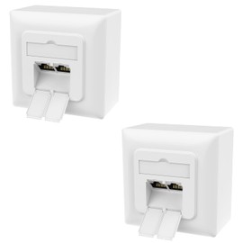 RedStar24 2x Cat6A Universal-Netzwerkdose mit 2x RJ45 Ports - 10 Gbit/s Geschirmte LAN Dose für Aufputz und Unterputz, kompatibel mit CAT7/CAT6/CAT5, POE-fähig, Signalweiß, entspricht EIA/TIA 568AB