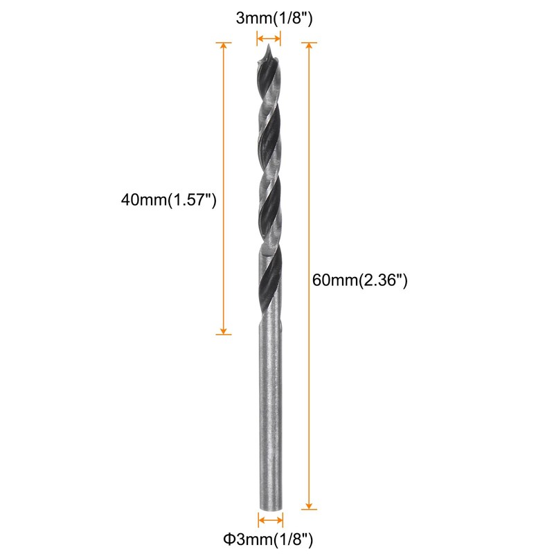 sourcing map 5pcs Brad Point Drill Bits 3mm Precise Cutting