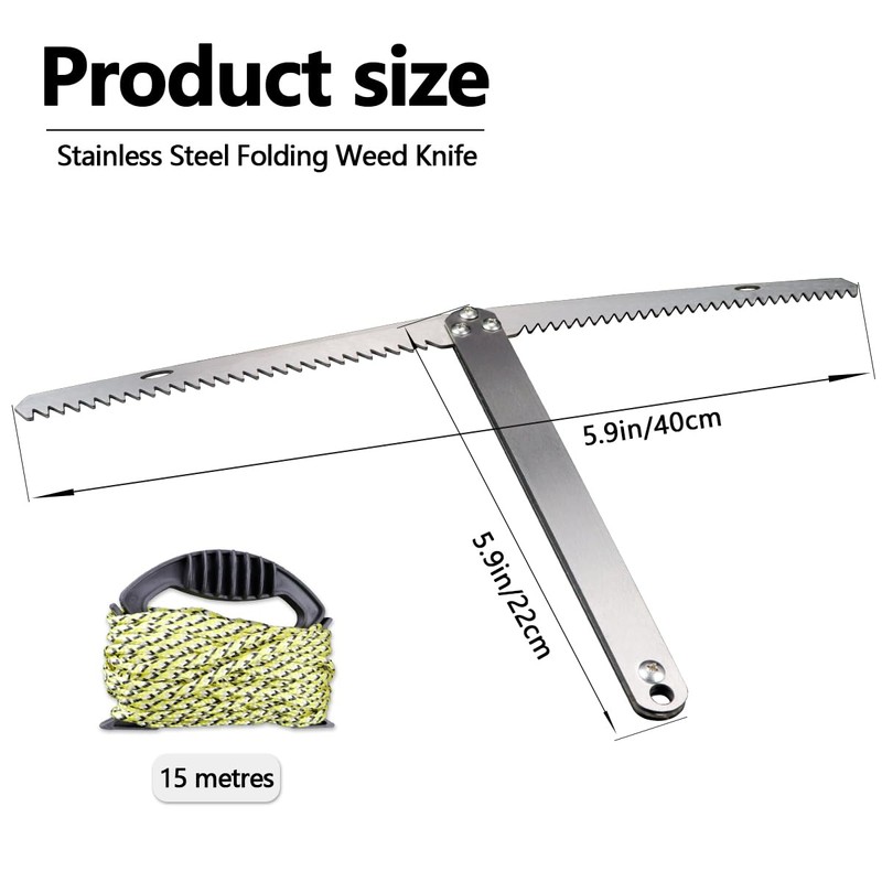 LNQ LUNIQI Aquatic Weed Cutter Stainless Steel Folding Weed Razor