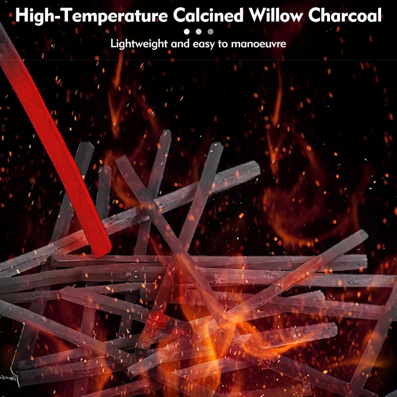 30 PCS Charcoal Sticks, Black Willow Charcoal 3-5mm, 5-7mm, 7-9mm