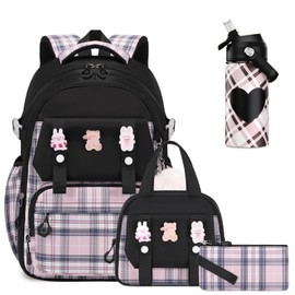 DIGOBAY Girls Backpack - Includes 14oz Insulated Water Bottle, Girls School Backpack Set with Lunch Bag & Pencil Case Teens for School