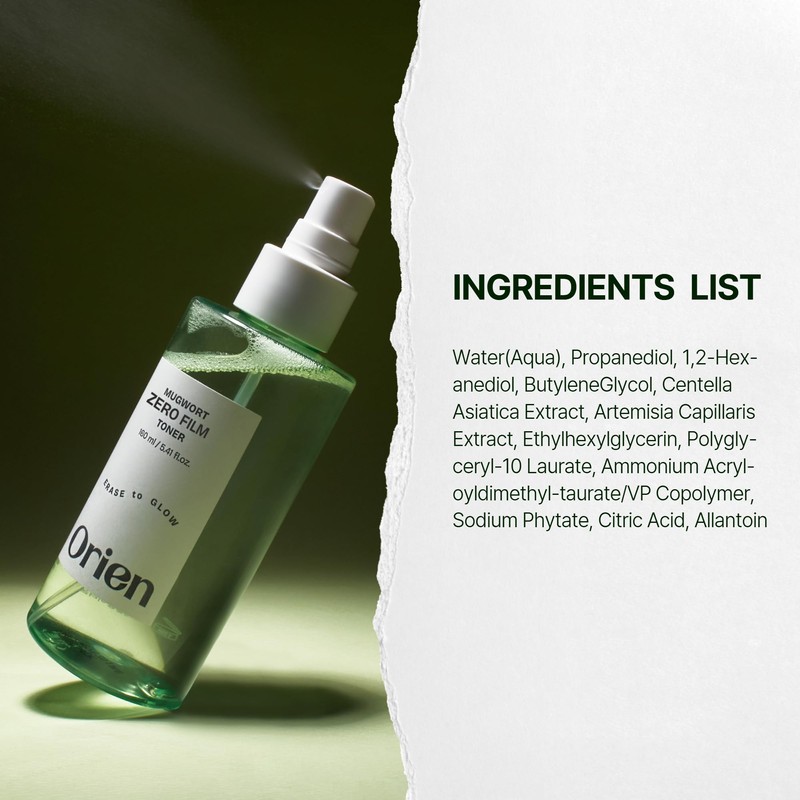 Orien Mugwort Zero Film Toner 5.41 fl.oz. 160ml ㅣpH5.5 Calming,
