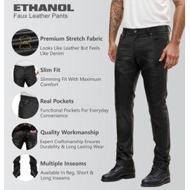Ethanol Stretch Fashion Casual Leather Pants APL44798SK PK3 Black 40