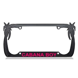 Custom Brother - Cabana BOY Palm Tree Design Quality Black Metal Car SUV Truck License Plate Frame u24