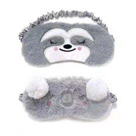 2 Pieces Eye Mask Sleep Women Girls Children Adults Child Soft Blindfold Elastic Rib Fluffy Breathable Bucket Damage Animal Plush Cartoon Skin Night Travel Sleep Nap Blackout