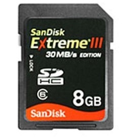 SanDisk EXTREME III SDHC Card 8GB 30MB/s Slim Package SDSDX3-008G-J31