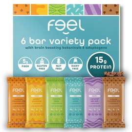 Feel Vegan Protein Bars | Variety Pack | Keto | Gluten Free | Organic | 15g Protein | Low Carb | Dairy Free | 6 Flavors | Non GMO | Soy Free | Grain Free – 6 Pack