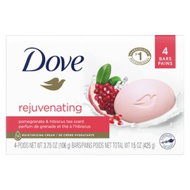 Dove Rejuvenating Beauty Bar for gentle soft skin care Pomegranate & Hibiscus Tea Scent more moisturizing than bar soap 106 g 4 count