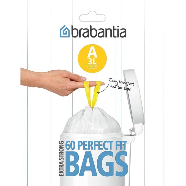 Brabantia Bin Liners, Size A, 3 L - 60 Bags