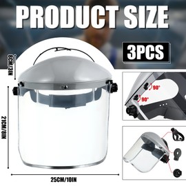 Copkim 3 Pack Safety Face Mask Shield for Grinding Full Impact Resistant Safety Face Mask Shield for Construction