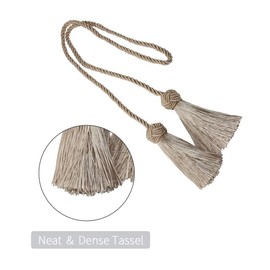 BEL AVENIR 2 Pack Curtain Handmade Tiebacks Curtain Decorative Holdbacks with Tassel (Beige)