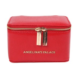 Angelina's Palace Snakeskin Pattern Jewelry Organizer Case Bridesmaid Gifts Travel Bag Vegan Leather Box for Necklace Earring Bracelet Ring(Red)