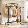 HOKEEPER Clothes Rack Heavy Duty Clothing Rack with Wheels Double