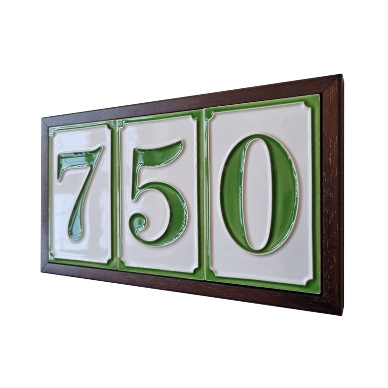 House Numbers Hand-painted Italian Ceramic Numbers Tiles Simple Green Design,