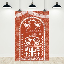 MEHOFOND 5x7ft Brick Red Cielito Lindo Vertical Backdrop Baby Shower Photography Background Mexican Theme Baby Shower Party Decorations Wedding Birthday Bridal Shower Banner Photo Supplies