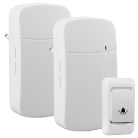 Wireless Bell Set, 150 m Range Doorbell Wireless Set Waterproof Wireless Bell Plug-in Doorbell with Flash 2 Plug-in Receivers 3 Volume Levels 38 Melodies