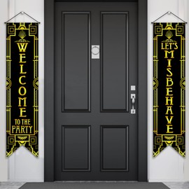 Roaring 20s - Letrero para puerta de fiesta (20), color negro y dorado