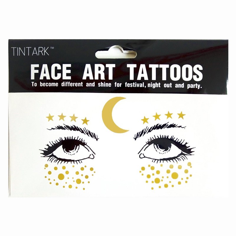 Face Tattoo Sticker Metallic Shiny Temporary Water Transfer Tattoo for