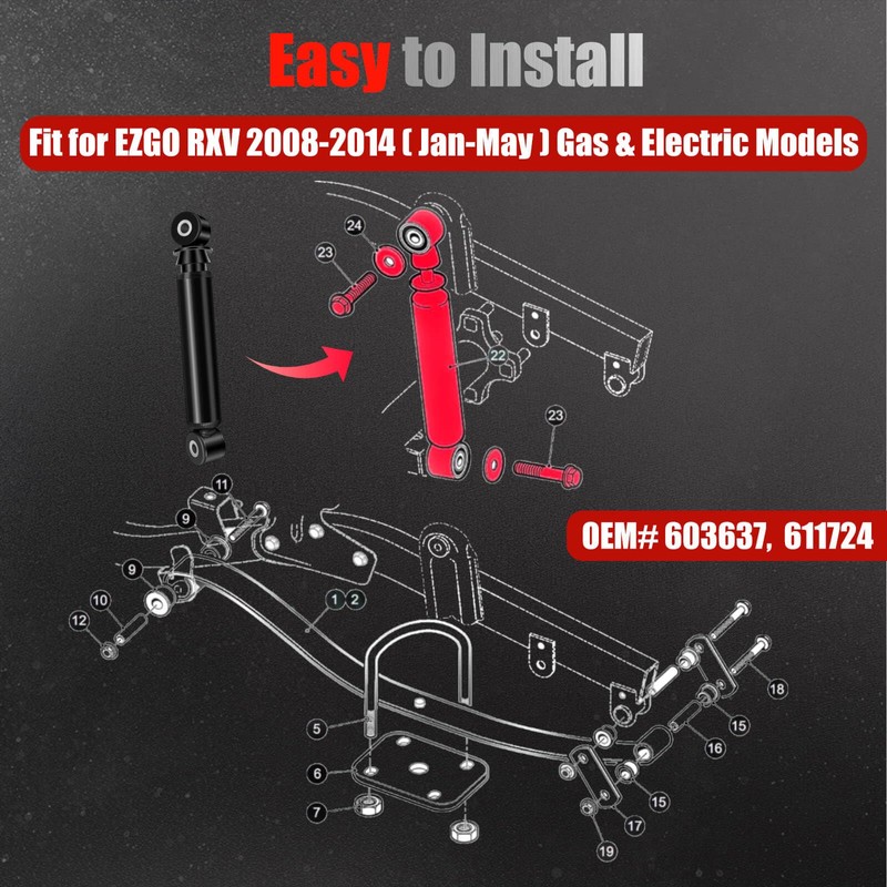 EZGO RXV Rear Shocks Golf Cart Shocks Absorbers Fit for