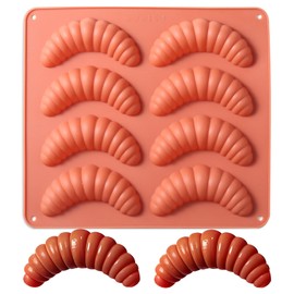 Fchil Silicone Croissant Mold, 8-Cavity Baking Pan, Terracotta