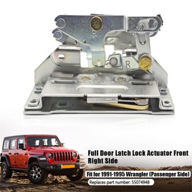 Meyffon Passenger Side Full Door Latch Lock Actuator Compatible with Wrangler 1991-1995 Replace 55074948