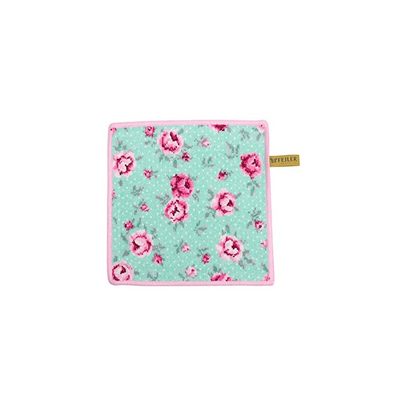FEILER Handkerchief Towel, 9.8 inches (25 cm), Monpuchi Green/Candy Pink,